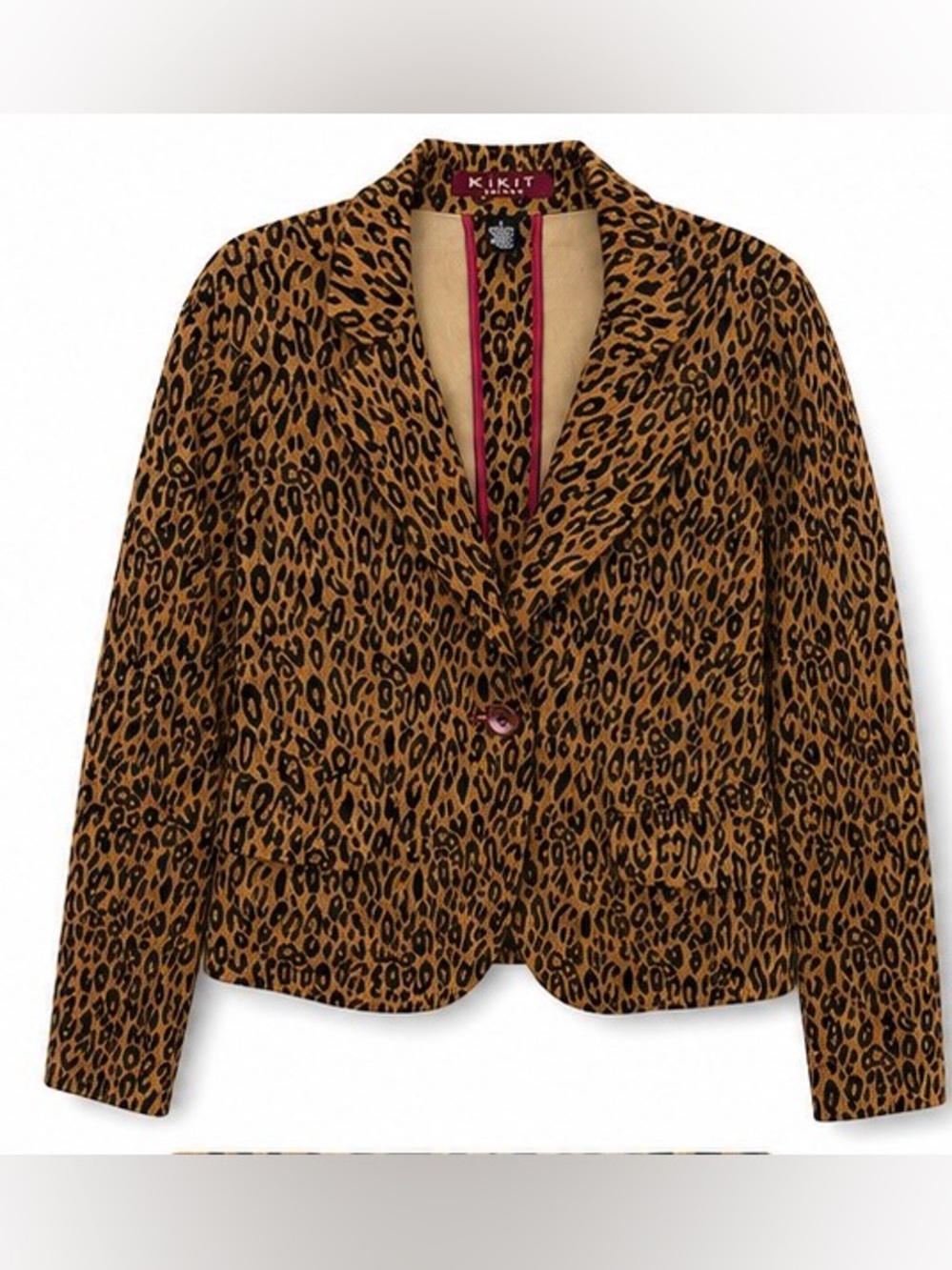 KIKIT Jeans Y2K Leopard Print Corduroy Blazer Jacket Brown Black L 🐆